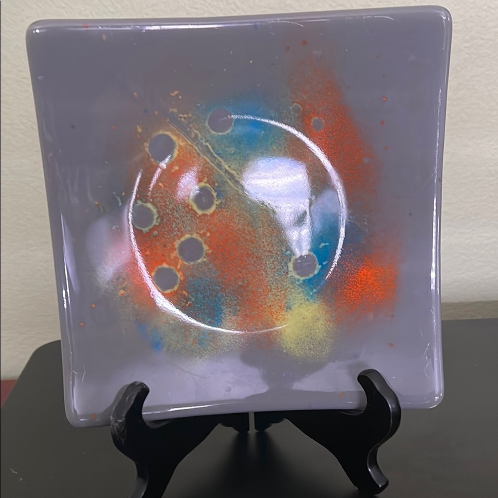 Handmade 8.5" x 8.5" Glass Serving Platter – Artisan-Crafted in Hawaii